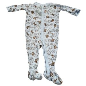 Gymboree Baby Boys Girls Blue Monkey Footed Pajama Sleepers 0-3 M VTG 2007